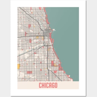 Chicago - Illinois Chalk City Map Posters and Art